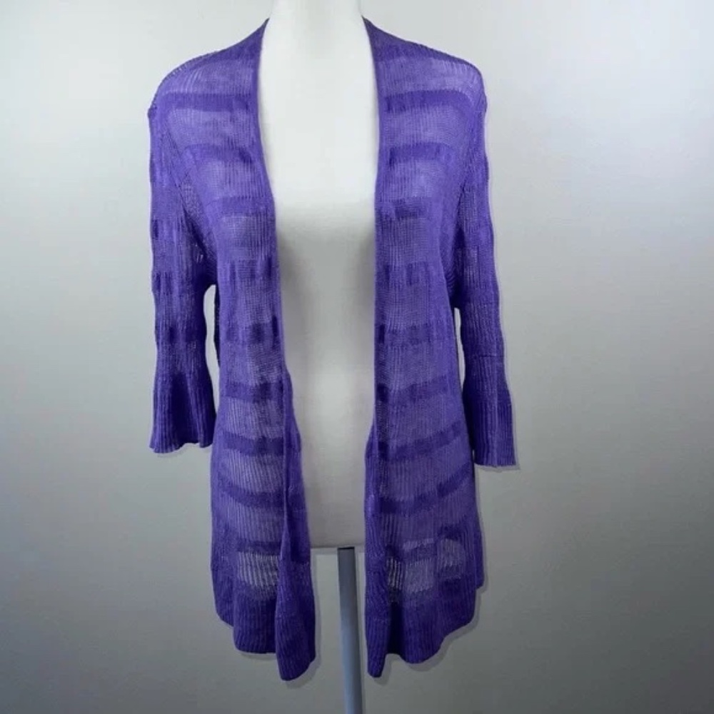 EILEEN FISHER linen open cardigan SWEATER - Picture 1 of 6